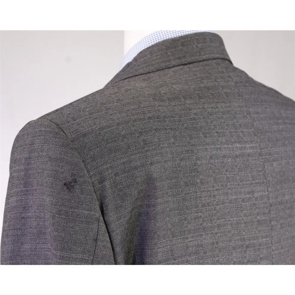Versace Collection Recent Gray Check Wool Viscose 2Btn Slim Sportcoat Blazer 42L